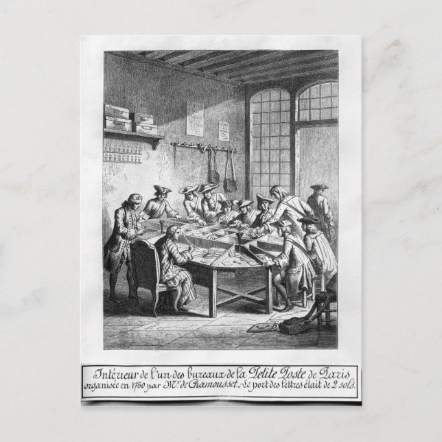 Interior of the Small Post Office in Paris Postcard (Front)