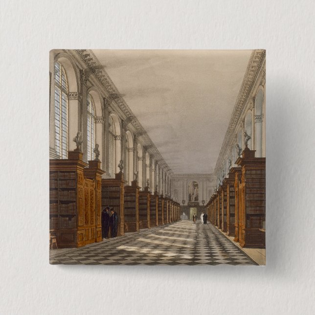 Interior of Trinity College Library, Cambridge, fr 15 Cm Square Badge (Front)