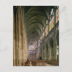 Interior view looking down the nave postcard