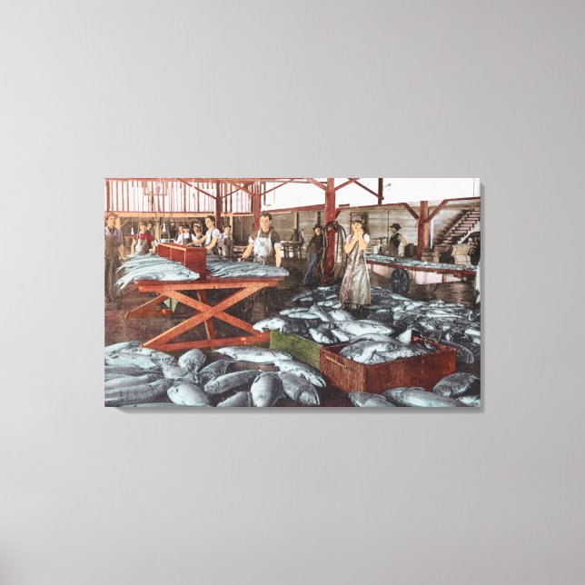 Interior View of a Salmon Cannery Canvas Print (Front)