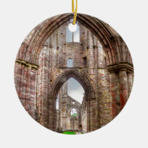 Interior View of Ancient Tintern Abbey Wales, UK Ceramic Tree Decoration