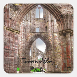 Interior View of Ancient Tintern Abbey Wales, UK Square Sticker