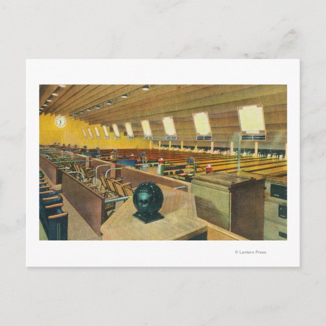 Interior View of Sunset Bowling Centre 2 Postcard (Front)