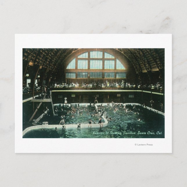 Interior View of the Bathing Pavilion Postcard (Front)