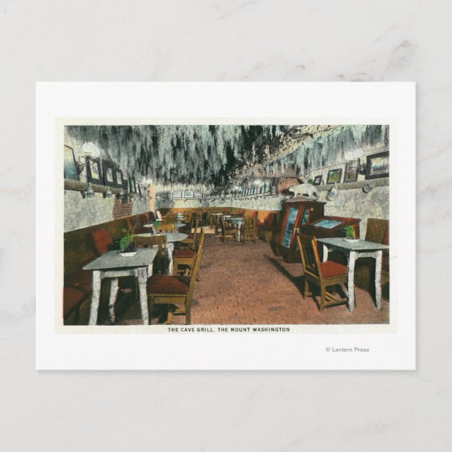 Interior View of the Cave Grill Postcard (Front)