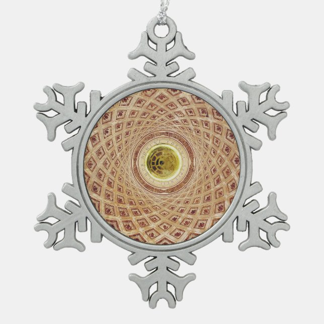 Interior view of the Cupola in the Chapel Snowflake Pewter Christmas Ornament (Front)