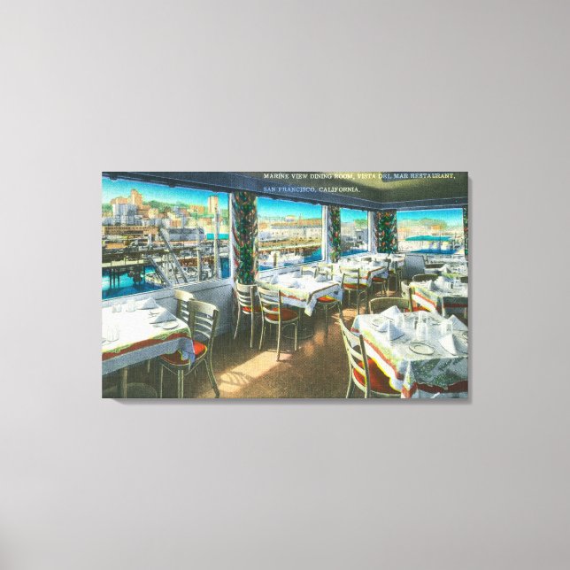 Interior View of the Vista del Mar Restaurant Canvas Print (Front)