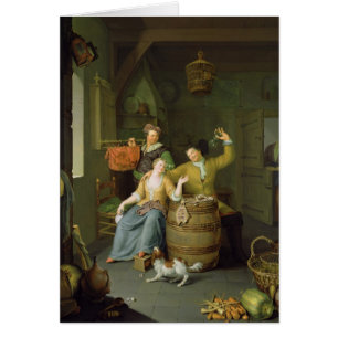 Interior with a couple celebrating