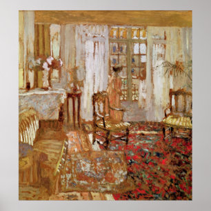 Interior with a Woman in Yellow in Front Poster