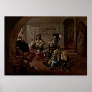 Interior with Soldiers and Women Poster