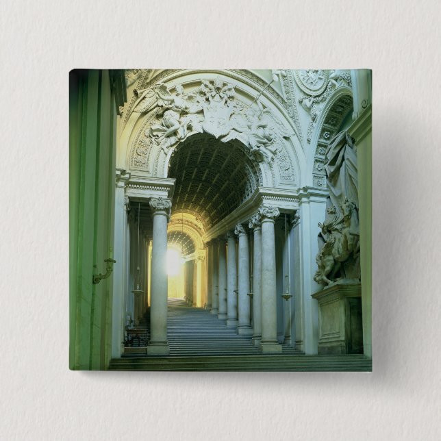 Interior with view of the staircase 15 cm square badge (Front)