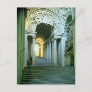 Interior with view of the staircase postcard