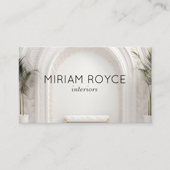 Interiors Designer Business Card White (Front)