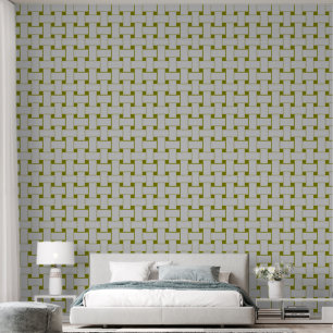 Interlace Pattern green and light grey Wallpaper