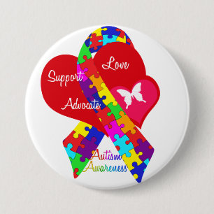 Interlaced Autism Ribbon 7.5 Cm Round Badge