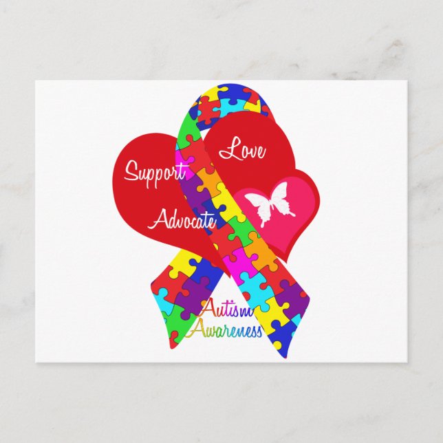 Interlaced Autism Ribbon Postcard (Front)