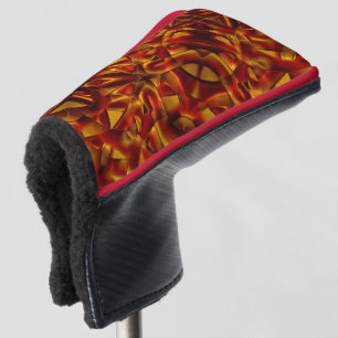 Interlacing of burnt orange tapes, sculpted effect golf head cover