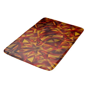 Interlacing of burnt orange ties, sculpted effect bath mat
