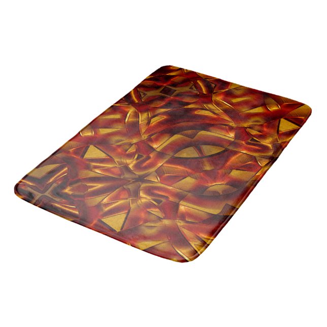 Interlacing of burnt orange ties, sculpted effect bath mat (Angled)
