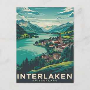 Interlaken Switzerland Green Postcard