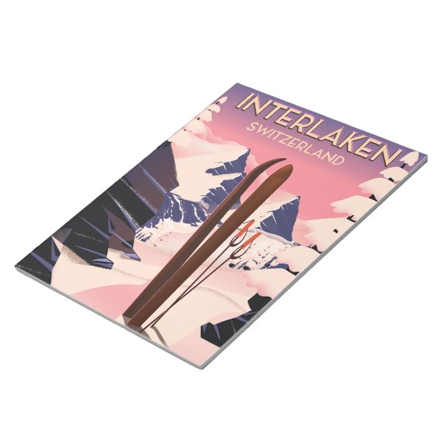 Interlaken Switzerland Ski travel poster. Notepad (Angled)