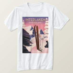 Interlaken Switzerland Ski travel poster. T-Shirt