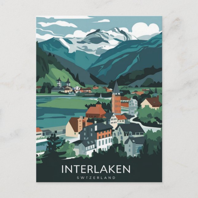Interlaken Switzerland Stylist Postcard (Front)