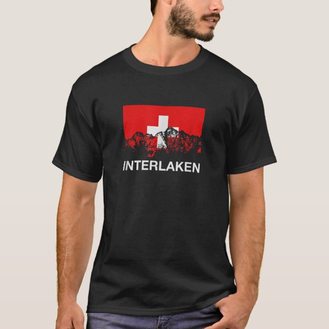 Interlaken Switzerland Swiss Flag  T-Shirt (Front)