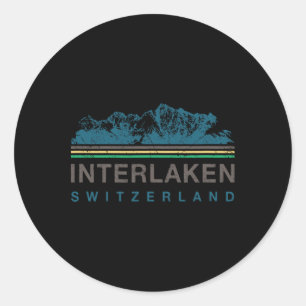 Interlaken Switzerland Swiss Mountain Climbing Ret Classic Round Sticker