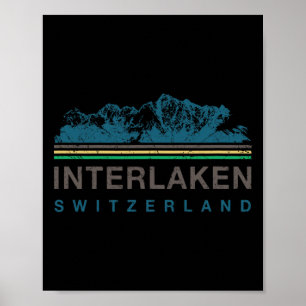 Interlaken Switzerland Swiss Mountain Climbing Ret Poster
