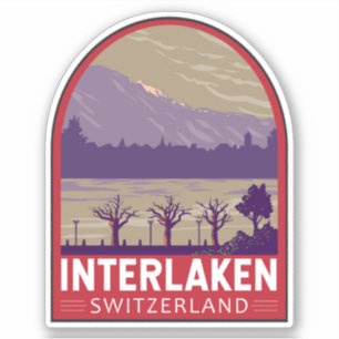 Interlaken Switzerland Travel Art Vintage
