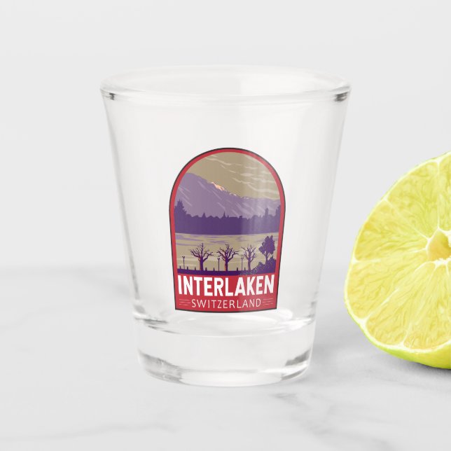 Interlaken Switzerland Travel Art Vintage Shot Glass (Front)
