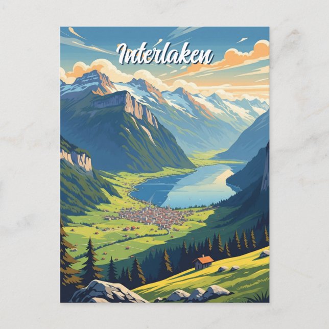 Interlaken Switzerland Travel Vintage Postcard (Front)