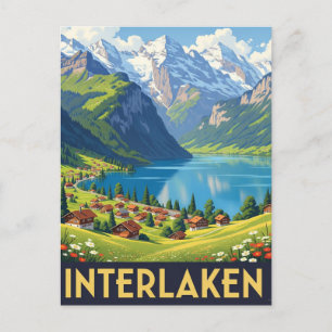 Interlaken Switzerland Travel Vintage Postcard