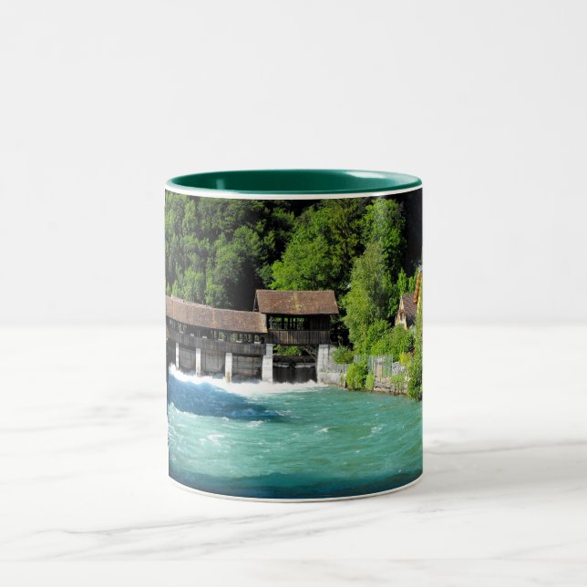 Interlaken west in Switzerland Two-Tone Coffee Mug (Center)