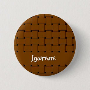 Interlapping brown weave pattern 6 cm round badge