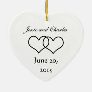 Interlocked Hearts - Black and White Ceramic Tree Decoration