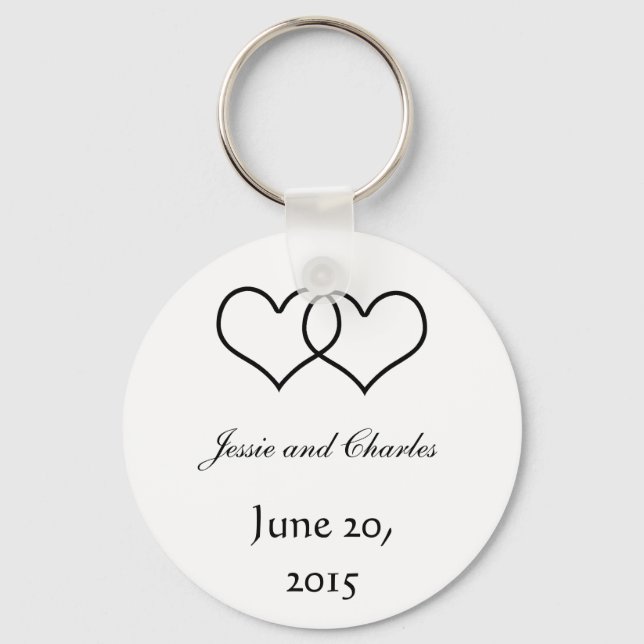 Interlocked Hearts - Black and White Key Ring (Front)