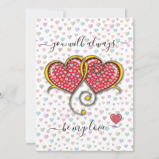 Interlocked Hearts Custom Elegant Valentine’s Day Card (Front)