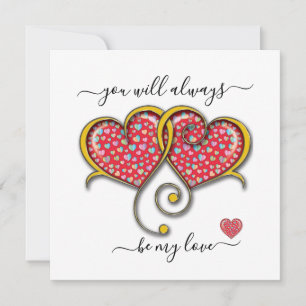 Interlocked Hearts Custom Elegant Valentine’s Day Card