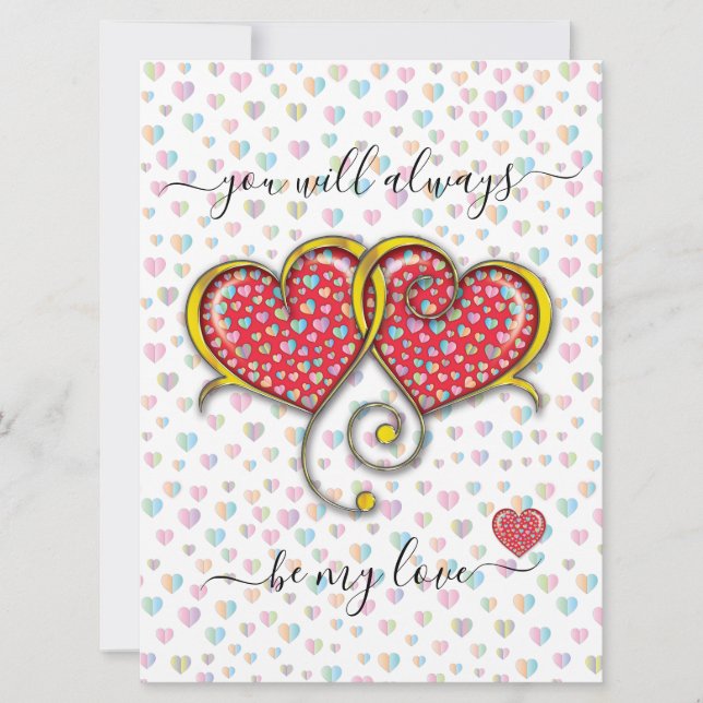 Interlocked Hearts Custom Elegant Valentine’s Day Card (Front)
