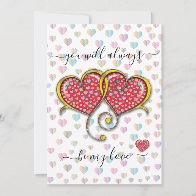 Interlocked Hearts Custom Elegant Valentine’s Day Card (Front)