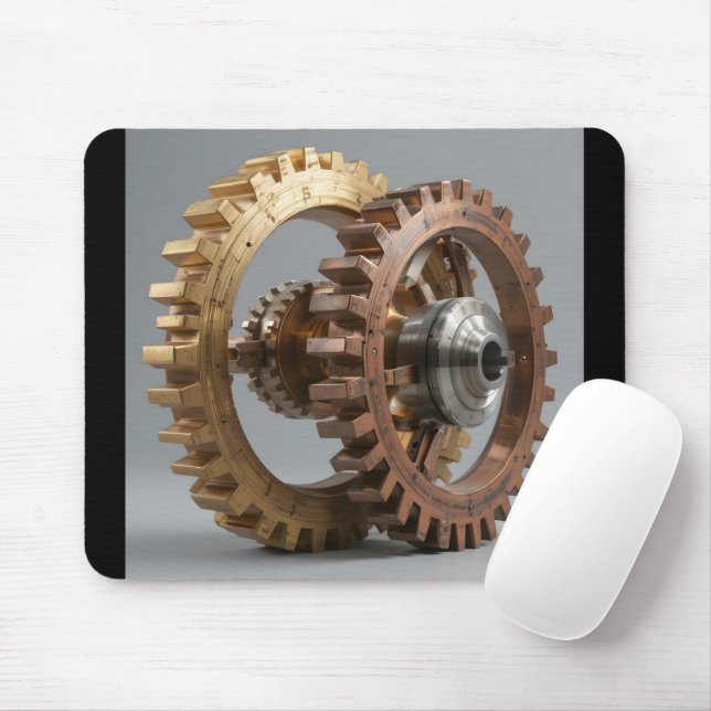 Interlocked Metal Gears Mouse Mat (With Mouse)