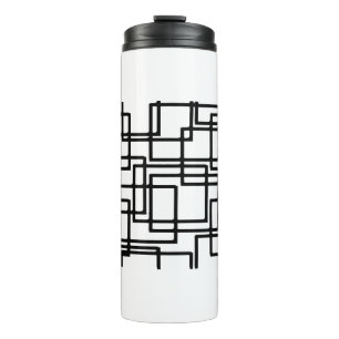 Interlocking Black Squares Artistic Design Thermal Tumbler