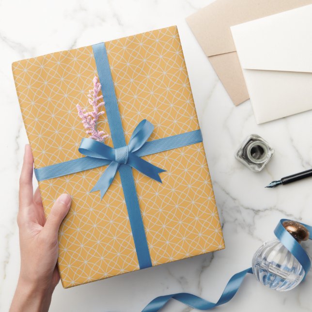 Interlocking Curves on Light Orange Wrapping Paper (Gifting)