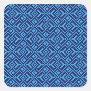 Interlocking Diamonds: Dark Blue Geometric Pattern Square Sticker