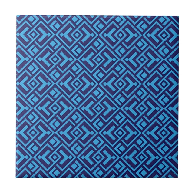 Interlocking Diamonds: Dark Blue Geometric Pattern Tile (Front)