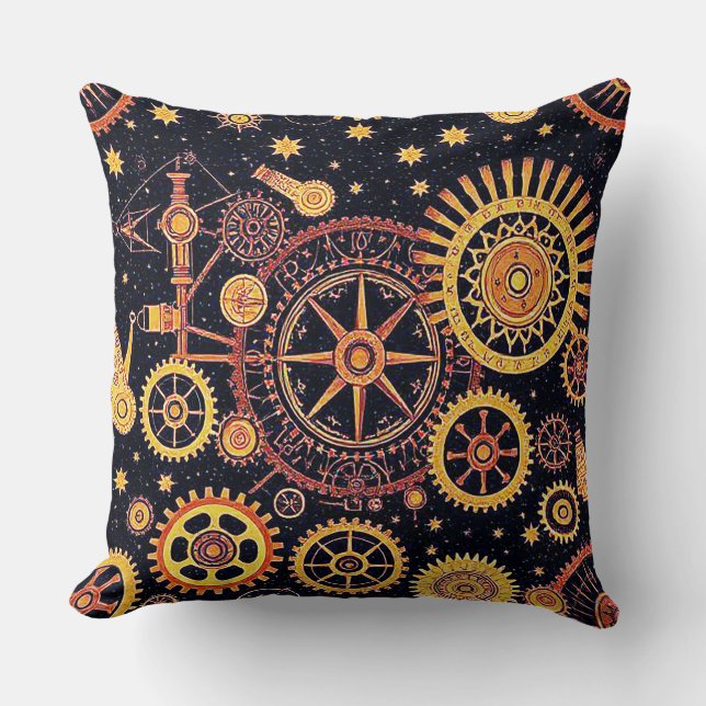 Interlocking gears abstract geometric surface art cushion (Front)