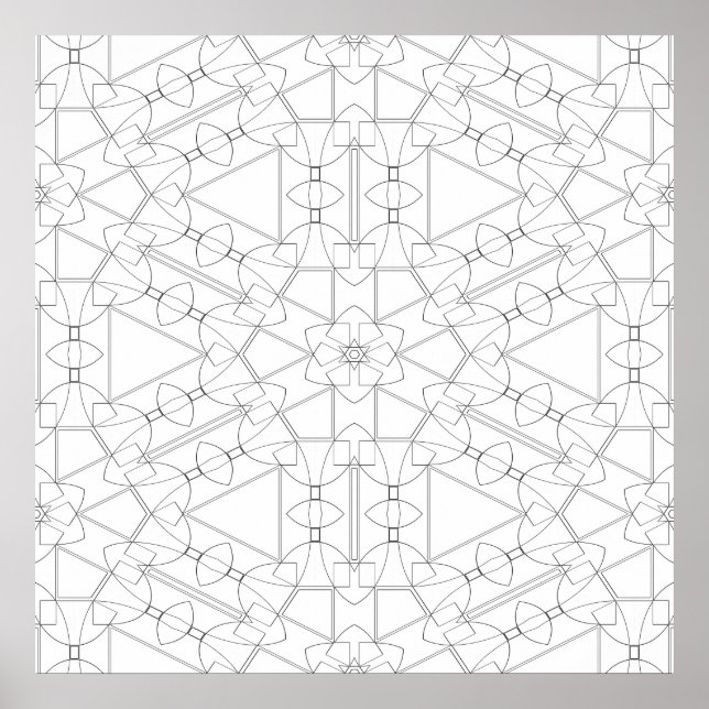 Interlocking Geometric Tile Pattern Colouring Art Poster (Front)