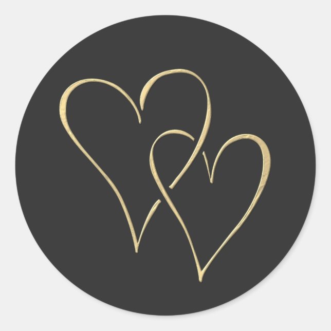 Interlocking Gold Hearts Classic Round Sticker (Front)